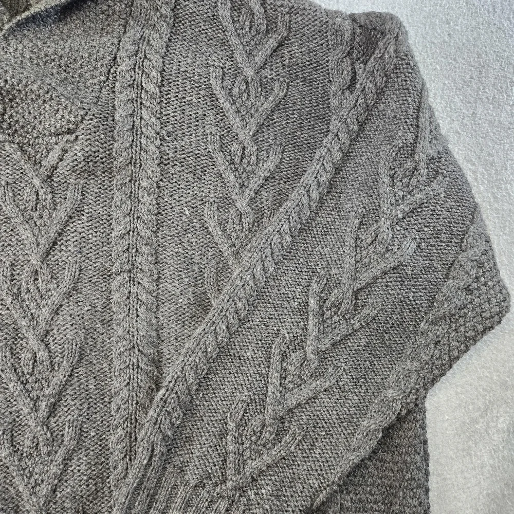 SAOI Sweater Mens M Gray Collared Cable-Knit‎ Pullover Heavyweight Wool Pockets